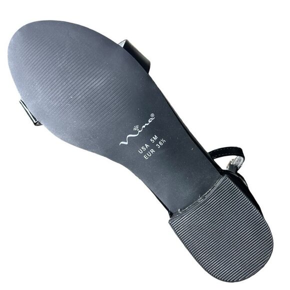 NEW Nina Girls Hidi Black Patent Block Heel Sandal 5M - Picture 7 of 8